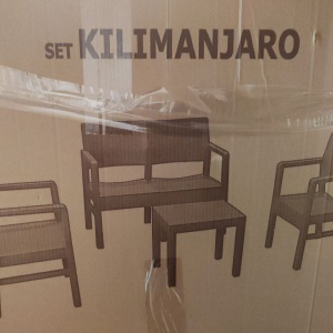 Set gradina/terasa, Progarden, KILIMANJARO, 4 piese, polipropilena, antracit, canapea 2 locuri 121x58x74 cm, 2 scaune 63x58x74 cm, masa 59x46x40 cm, perne incluse, Resigilat, Grad A - Img 5