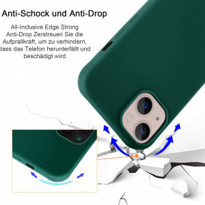 Set husa de protectie cu snur si 2 folii pentru iPhone 13 Pro Max Gumo, TPU/poliester/sticla securizata, verde inchis/transparent, 6,7 inchi