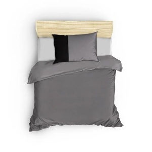 Set husa pilota + fata de perna, bumbac ranforce 100%, 135x200 cm + 80x80 cm, gri/negru - Verificat A · Re-Bloom - Img 2
