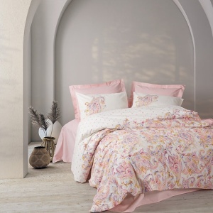 Set husa pilota + fata de perna, bumbac ranforce 100%, 155x220 cm + 80x80 cm, multicolor - Verificat A · Re-Bloom