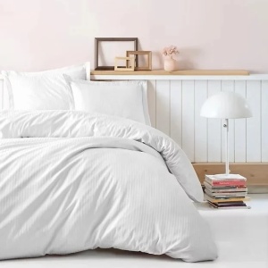 Set husa pilota + fata de perna, satin bumbac 100%, 135x200 cm + 80x80 cm, alb - Verificat A · Re-Bloom