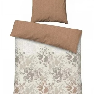 Set husa pilota + fata de perna, satin bumbac 100%, 135x200 cm + 80x80 cm, gri/bej/alb - Verificat A · Re-Bloom