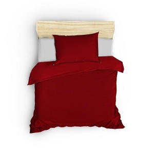Set husa pilota + fata de perna, satin bumbac 100%, 135x200 cm + 80x80 cm, rosu inchis - Verificat A · Re-Bloom - Img 2