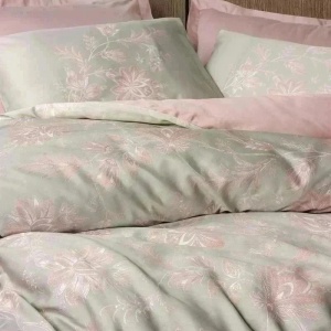 Set husa pilota + fata de perna, satin bumbac 100%, 155x220 cm + 80x80 cm, pudra - Verificat A · Re-Bloom - Img 2