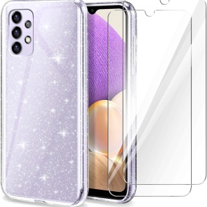 Set husa si 2 folii de sticla pentru Samsung Galaxy A32 5G Yirsur, silicon/sticla securizata, 6,5 inchi