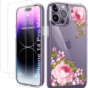 Set husa si 2 folii pentru iPhone 14 Pro Max Ciciber, TPU/sticla securizata, multicolor, 6,7 inchi