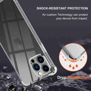 Set de husa si 3 folii de protectie pentru IPhone 14 Pro Max YNMEacc, sticla securizata/silicon, transparent, 6,7 inchi