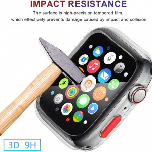 Set husa si folie de protectie pentru Apple Watch ZXK CO, silicon/sticla, transparent, 40 mm - Img 7