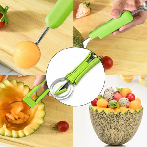 Set instrumente de sculptura in fructe Cisolen, plastic/otel inoxidabil, verde/argintiu, 21,2 x 7,5 cm/20,1 x5,4 cm/ 19,4 x 2,8 cm - Img 7