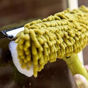 Set maner telescopic cu racleta/pamatuf DocaPole, aluminiu/cauciuc/microfibra, galben/argintiu, 3,6 m - Img 5