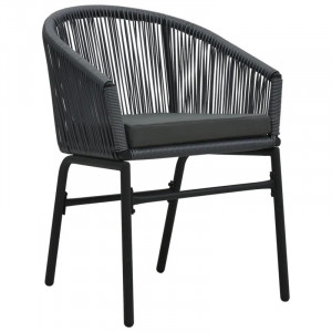 Set masa si 8 scaune pentru gradina Angelija, metal/sticla/PVC, negru/gri