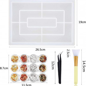 Set matrita cu accesorii pentru rasina epoxidica KKSJK, silicon/plastic, multicolor, 26,5 x 19 cm - Img 2