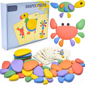 Set pietre si cartonase educative pentru copii Yizemay, ABS/carton, multicolor, 78 piese