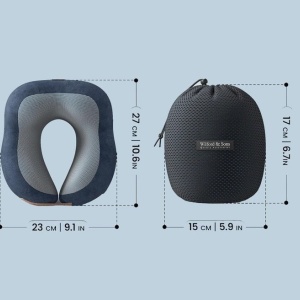 Set premium perna calatorie, Wilford & Sons, spuma cu memorie plus dopuri de urechi si husa de protectie, bleumarin, Resigilat, Grad A - Img 3