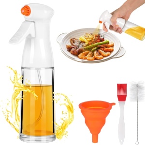 Set pulverizator cu palnie, pensula si perie Janyun, sticla/silicon, multicolor, 200 ml