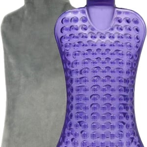 Set sticla cu husa pentru apa calda Winwild, 2L, cauciuc/textil, violet/gri, 37 x 17 cm