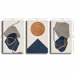 Set tablou decorativ Re-Bloom, 3 piese, lemn masiv/panza, multicolor, 45 x 70 cm - Img 2