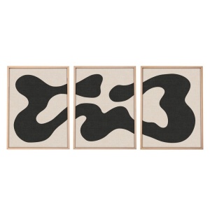 Set tablou decorativ Re-Bloom, 3 piese, MDF, alb/negru/natur, 50 x 70 cm