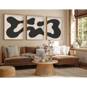 Set tablou decorativ Re-Bloom, 3 piese, MDF, alb/negru/natur, 50 x 70 cm - Img 3