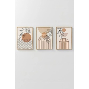 Set tablou decorativ Re-Bloom, 3 piese, MDF/lemn masiv, multicolor, 33 x 48 cm