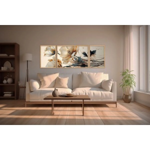 Set tablou decorativ Re-Bloom, 3 piese, model floral, MDF/lemn masiv, multicolor - Img 3