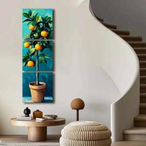 Set tablou decorativ Re-Bloom, 3 piese, model lamai, panza/lemn, multicolor, 45 x 45 cm - Img 4