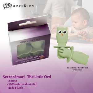 Set Tacamuri din silicon, AppeKids, OWL - Raw Green - Img 2