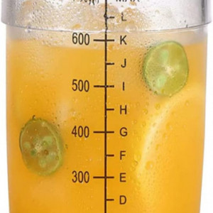 Shaker pentru cocktail Agatige, plastic, transparent, 22 x 5,5 cm, 700 ml - Img 1
