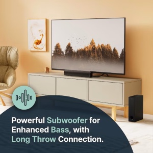 Soundbar Majority, Bowfell Plus 2.1, Bluetooth, PC, Wireless, AUX, 100 W, negru, Resigilat, Grad A - Img 5