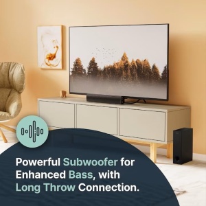 Soundbar Majority, Bowfell Plus 2.1, Bluetooth, PC, Wireless, AUX, 100 W, negru, Resigilat, Grad A - Img 2