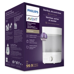 Sterilizator electric si uscator de biberoane Philips Avent Premium SCF293/00, sterilizare si uscare in 40 de min, tava de scurgere, design compact, 220V, Resigilat, Grad B