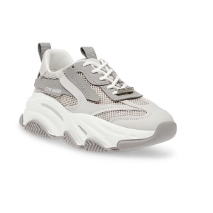 Steve Madden, Pantofi sport cu insertii de plasa Possession-E, Gri, 38, Resigilat, Grad A