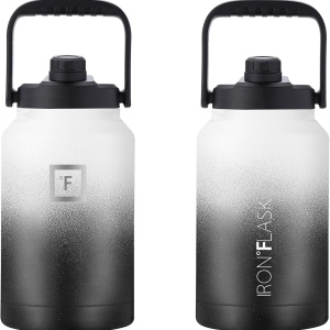 Sticla din otel inoxidabil IRON °FLASK, 2 capace, rece 24 ore / cald 12 ore, izolata, alb/negru, 3,8 L - Img 4