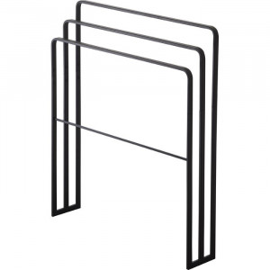 Suport pentru prosoape, metal, negru, 81 x 70 x 14 cm - Img 1