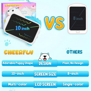 Tableta de scris  LCD pentru copii CHEERFUN, ABS, alb/albastru, 10 inchi