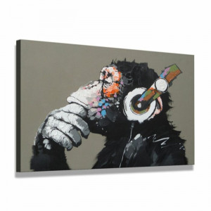 Tablou „Maimuță cu căști”, 61 x 80 x 2 cm