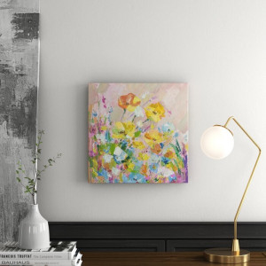 Tablou „Narcise galbene”, panza, 45 x 45 x 3,81 cm - Img 2