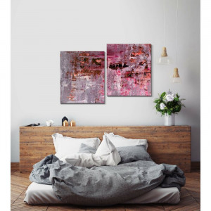 Tablou Abstrakt, 2 piese, roz, 80 x 120 cm - Img 3