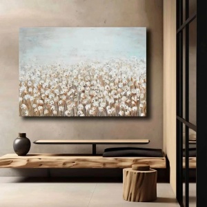 Tablou canvas model floral 70x100 cm, panza 100% grosime 2.8mm, rama lemn pin 100%, alb/maro/gri - Verificat A · Re-Bloom - Img 4
