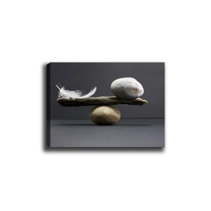 Tablou canvas Re-Bloom, lemn/panza, gri/bej/alb, 70 x 100 cm - Img 1