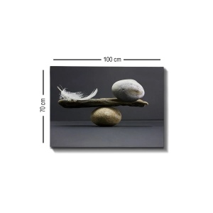 Tablou canvas Re-Bloom, lemn/panza, gri/bej/alb, 70 x 100 cm - Img 2