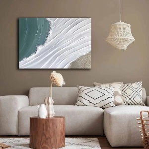 Tablou decorativ canvas 70x100 cm, panza 100% grosime 2.8mm, rama lemn pin 100%, albastru/alb/bej - Verificat A · Re-Bloom - Img 3