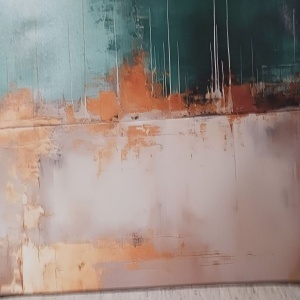 Tablou decorativ canvas 70x100 cm, panza/lemn, design modern, turcoaz/gri/auriu - Verificat A · Re-Bloom - Img 3