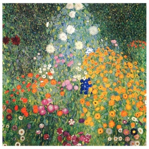 Tablou decorativ canvas Gustav Klimt Flowers Garden Re-Bloom Legendarte, 70x100 cm, panza poliester 260g/m², cadru MDF 2.2 cm, imprimare HD, rezistent UV, multicolor - Verificat A · Re-Bloom