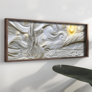 Tablou decorativ inramat, 40x120x3.5 cm, MDF 3mm, cadru lemn pin 100%, imprimare UV, format panoramic, gri/galben - Verificat A · Re-Bloom - Img 3