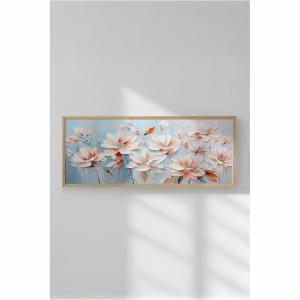 Tablou decorativ model floral, MDF/lemn masiv, 50x120 cm, MDF 2.7mm, cadru lemn 2cm, imprimare digitala, multicolor - Verificat A · Re-Bloom - Img 1