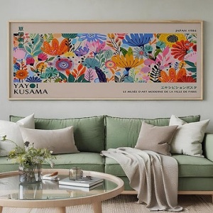 Tablou decorativ Re-Bloo, model floral, lemn masiv/MDF, multicolor, 50 x 120 cm - Img 2