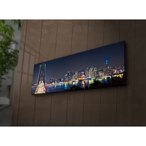 Tablou decorativ Re-Bloom, LED, lemn/panza, multicolor, 30 x 90 cm - Img 4