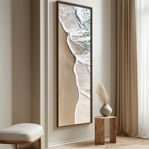 Tablou decorativ Re-Bloom, lemn masiv/MDF, alb/natur, 40 x 120 cm - Img 3