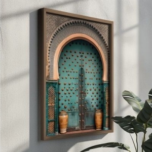 Tablou decorativ Re-Bloom, lemn masiv/MDF, multicolor, 35 x 47 x 3,5 cm - Img 2
